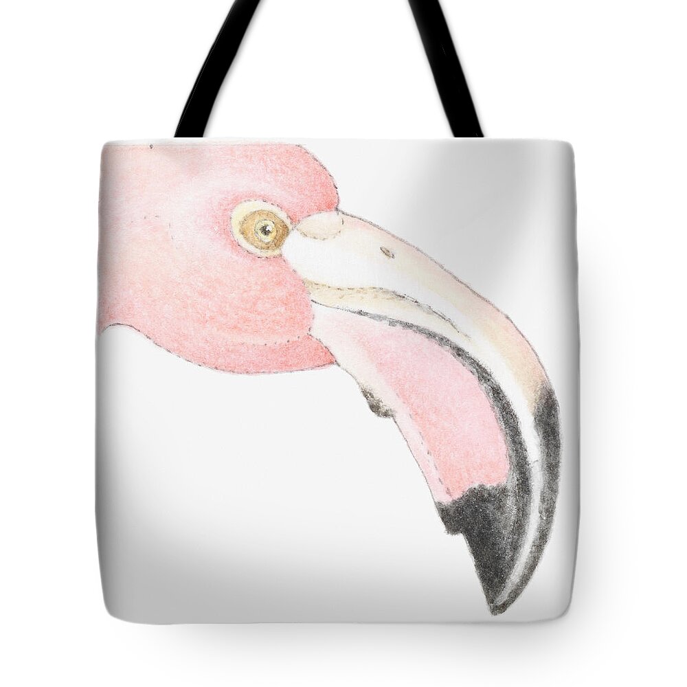 Curve Tote Bag featuring the digital art Illustration Of Flamingo Phoenicoparrus by Julie Downing And Grahame Corbett