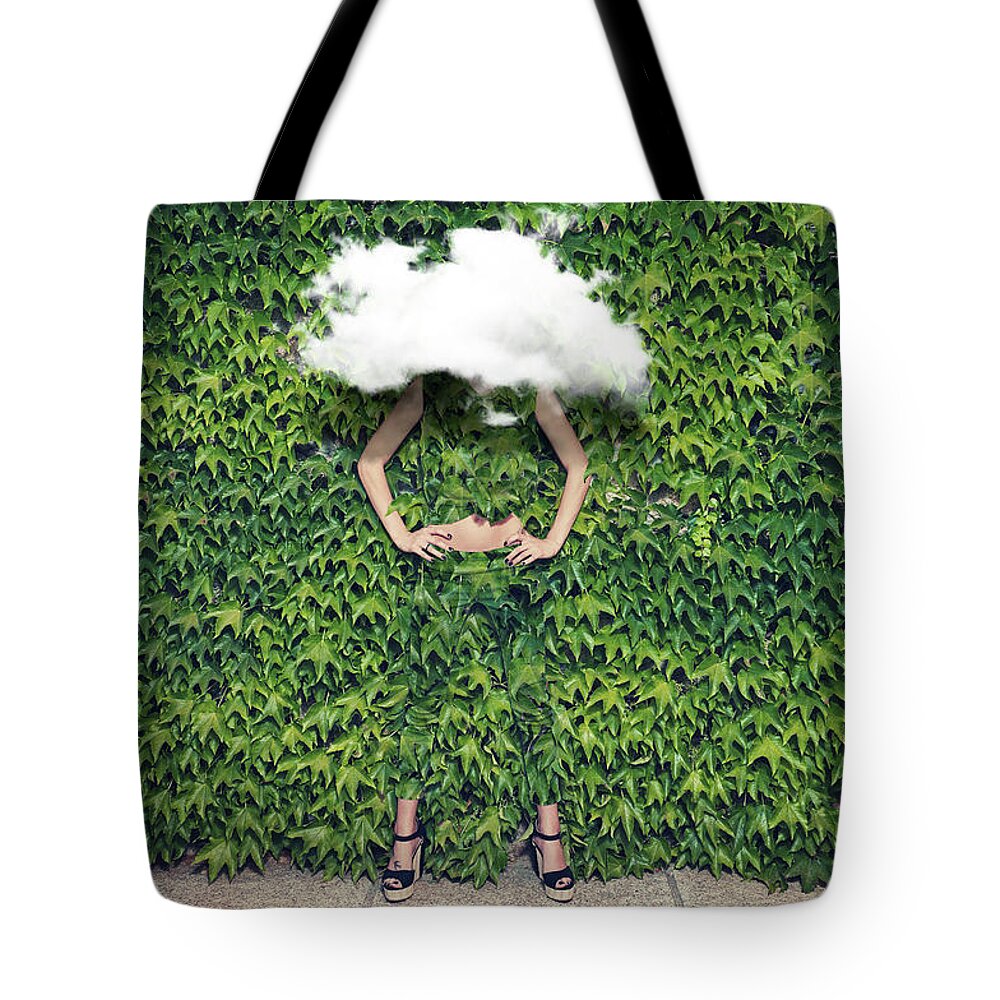 Tempio Pausania Tote Bag featuring the photograph Image Of Young Woman On Ivy Plants And by Francesco Carta Fotografo