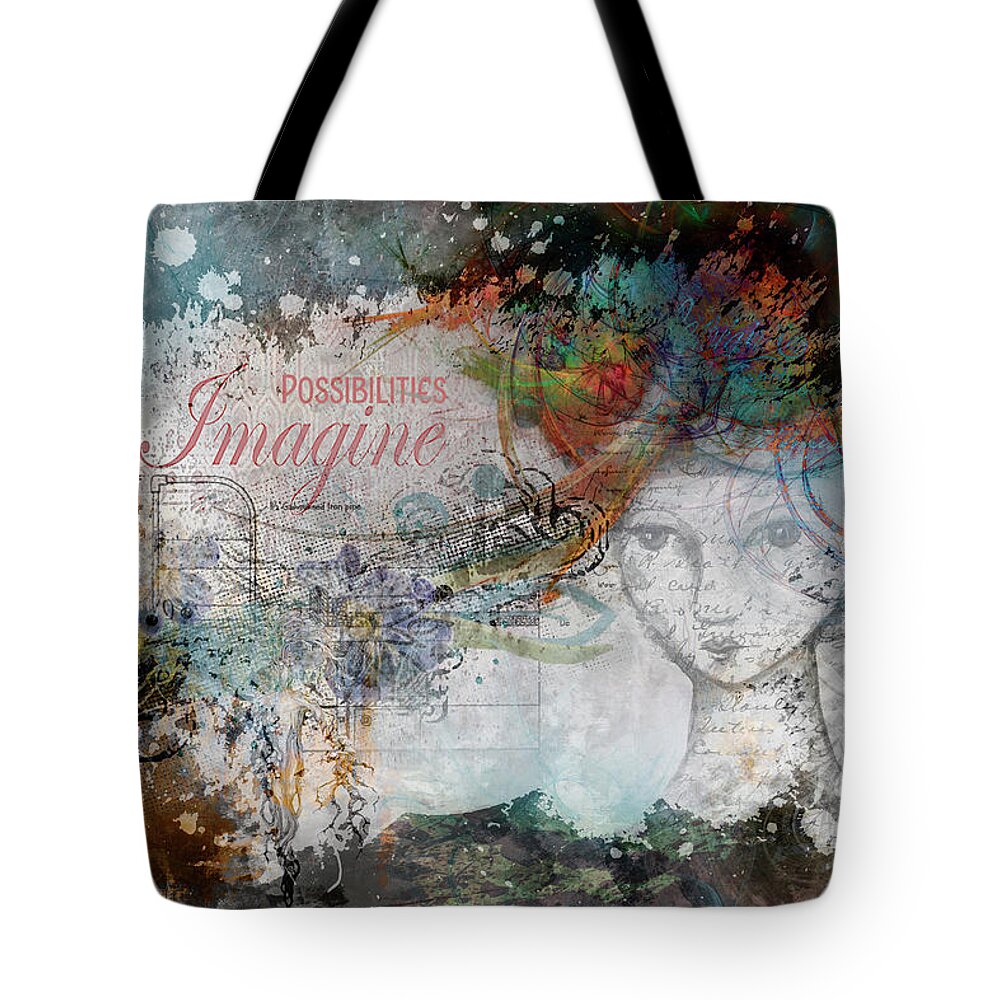 Accents Tote Bag featuring the digital art Imagine Possibilities by Jacqui Boonstra