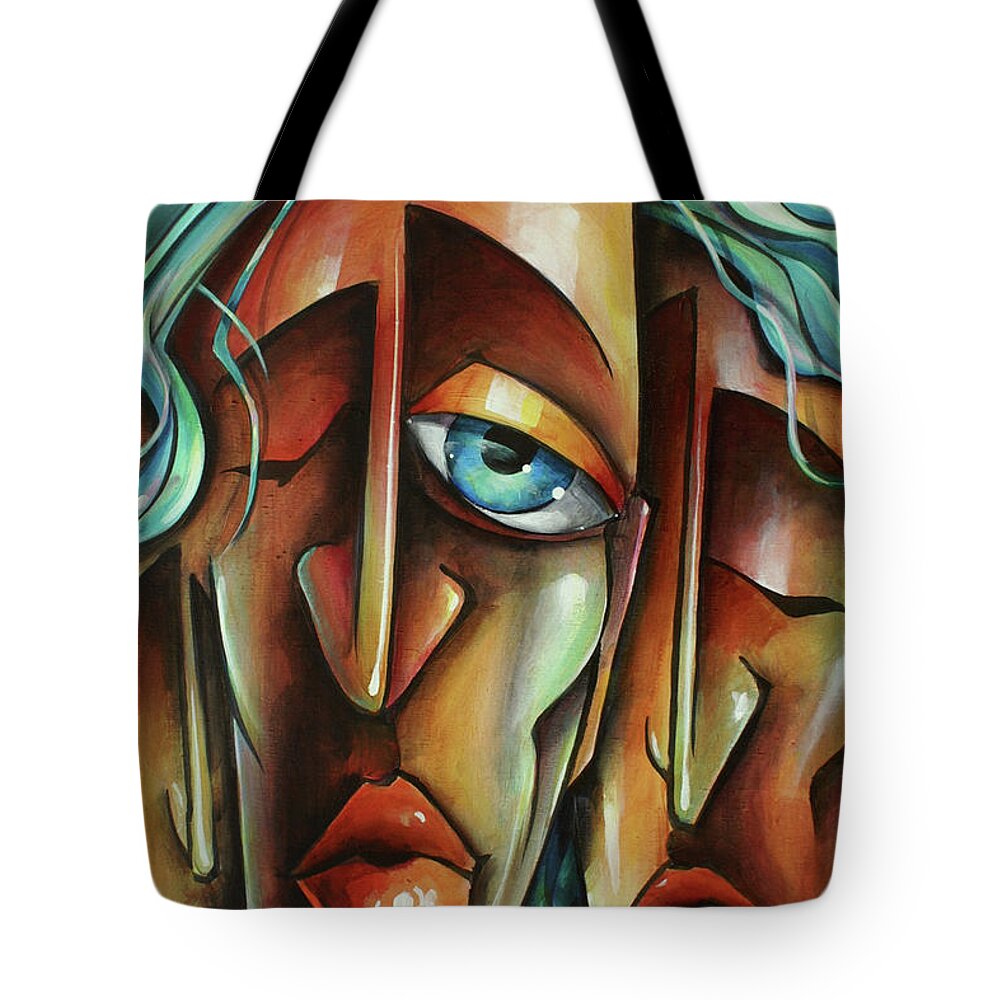Urban Expression Tote Bag featuring the painting 'Imagined' by Michael Lang