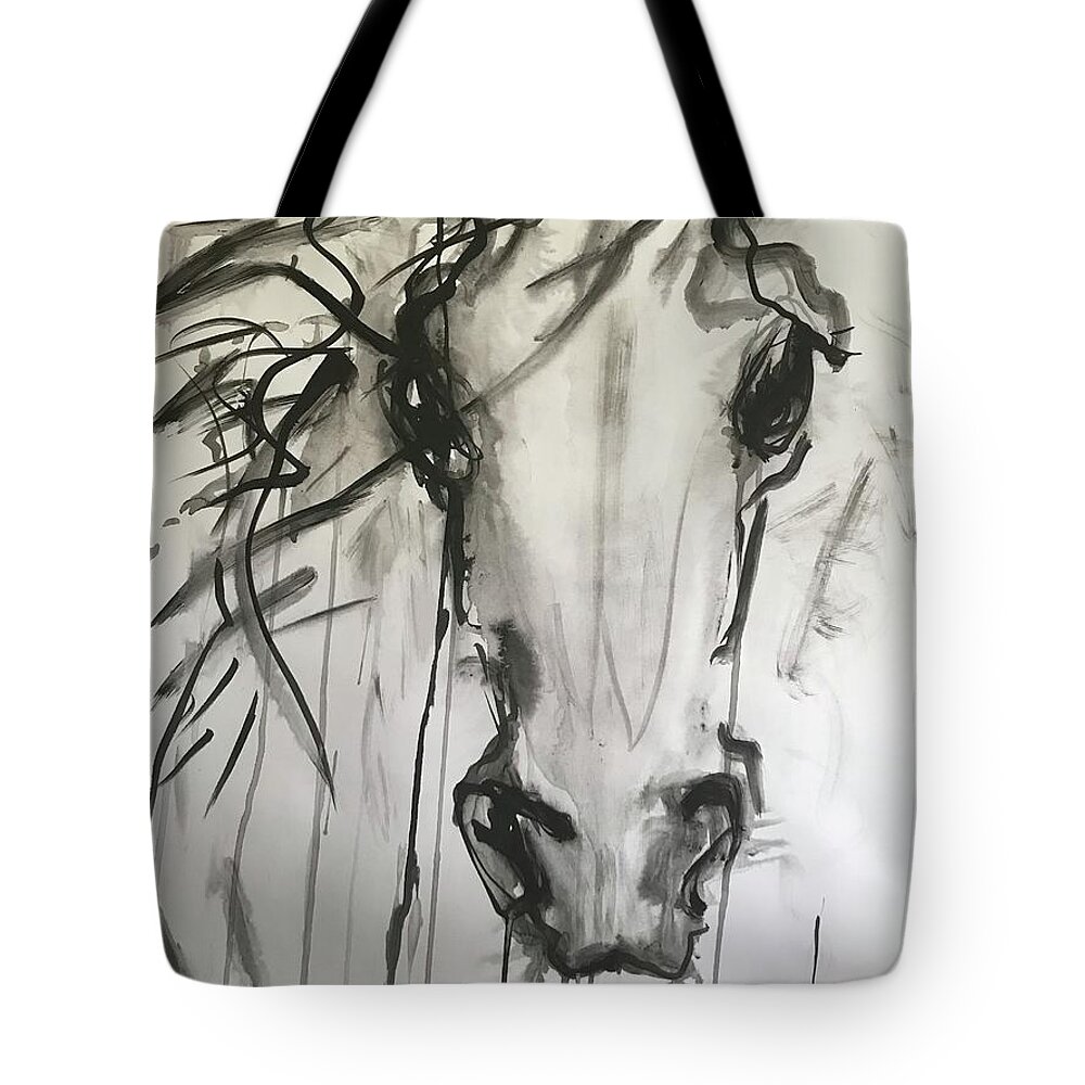 Painting Tote Bag featuring the painting Horse Head by Elizabeth Parashis