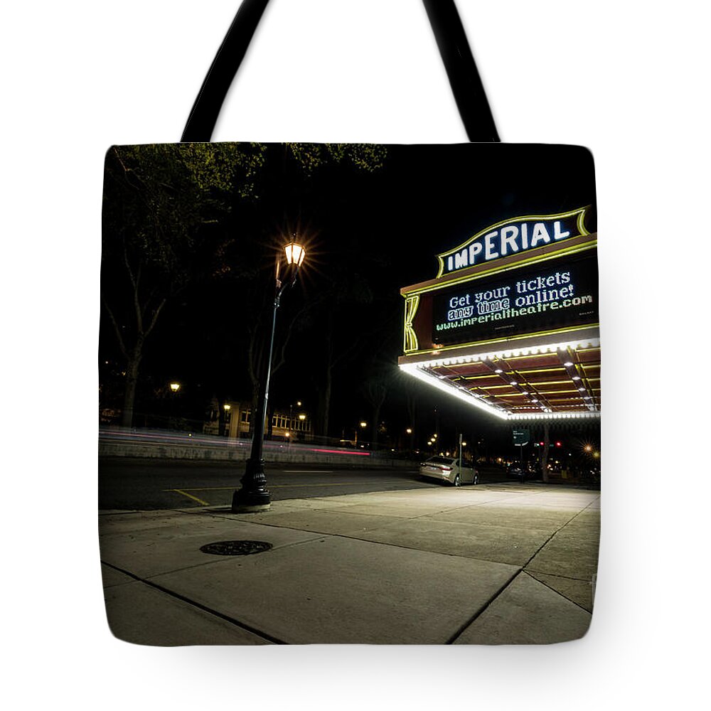 Imperial Theatre Augusta Ga - Downtown Augusta Georgia At Night Tote Bag featuring the photograph Imperial Theatre Augusta GA by Sanjeev Singhal