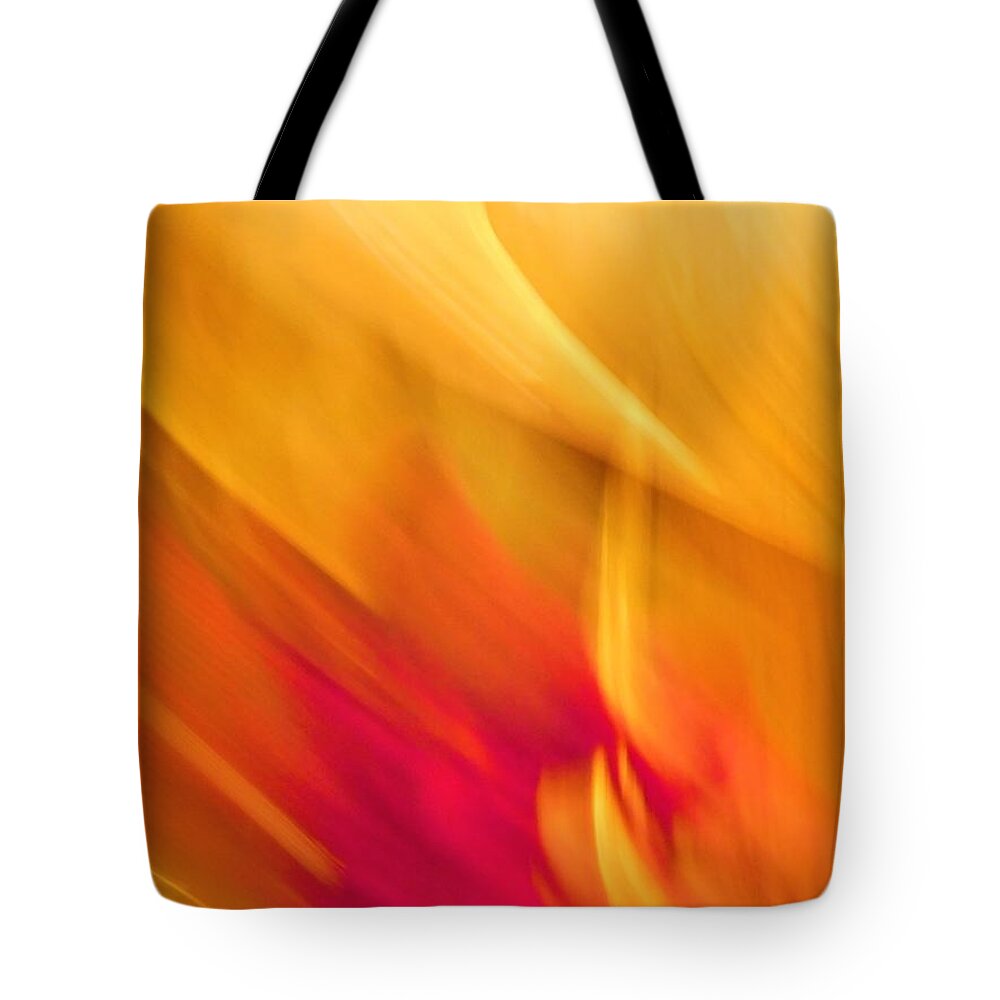 - Impression Of A Yellow Tulips -3rd Place Win In The Digital Abstracts Contest Tote Bag featuring the photograph - Impression of a Yellow Tulips by THERESA Nye