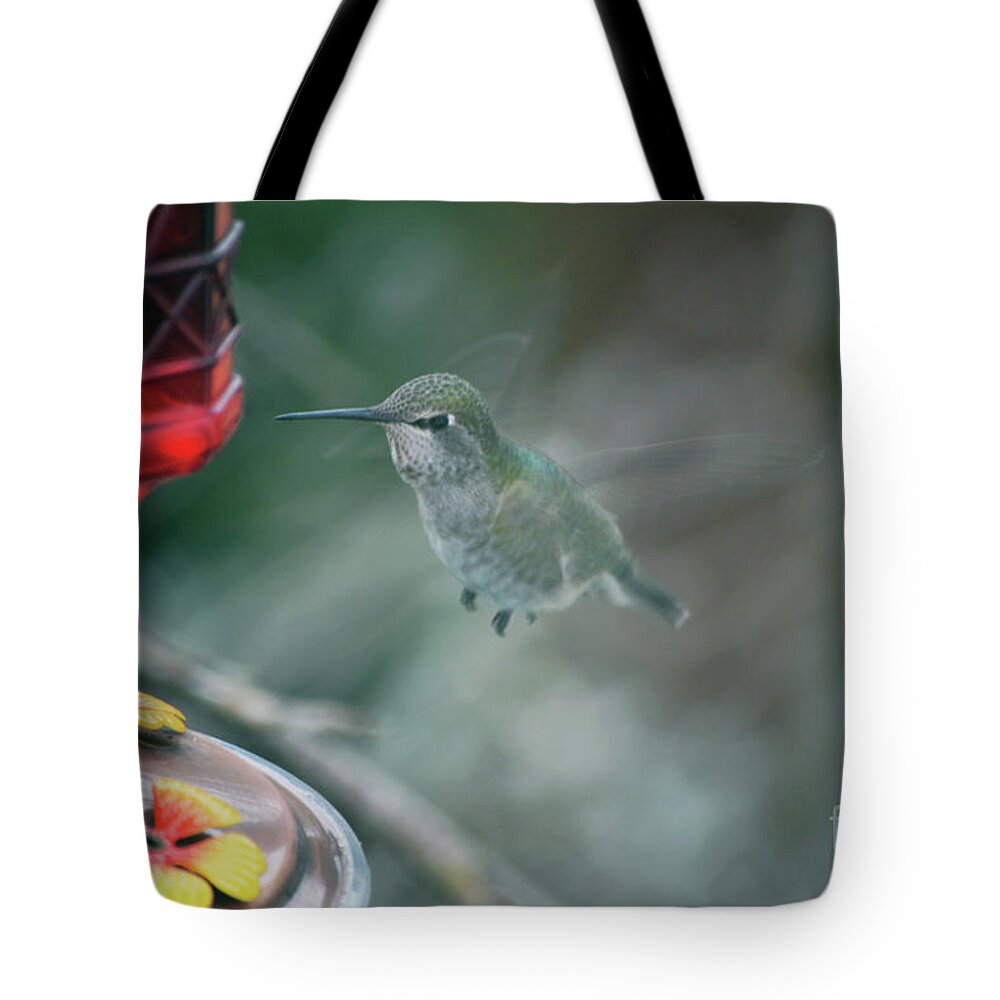 Hummingbird Tote Bag featuring the photograph In Flight by Carol Eliassen