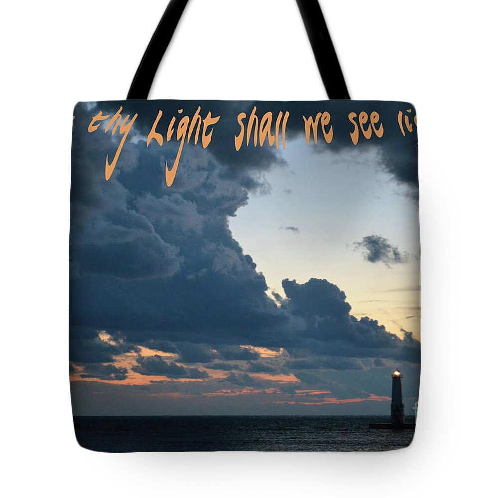  Tote Bag featuring the mixed media In Thy Light by Lori Tondini