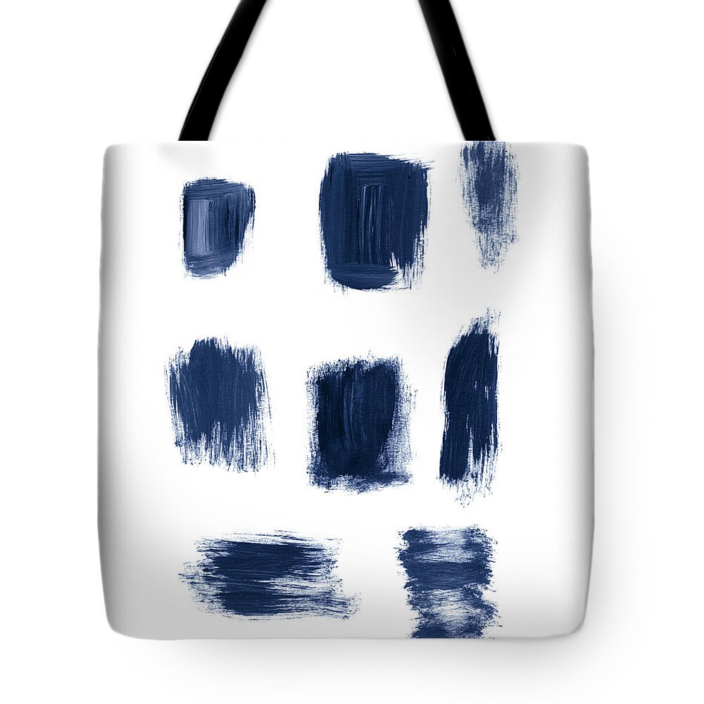 Abstract Tote Bag featuring the painting Indigo Brushstrokes- Art by Linda Woods by Linda Woods