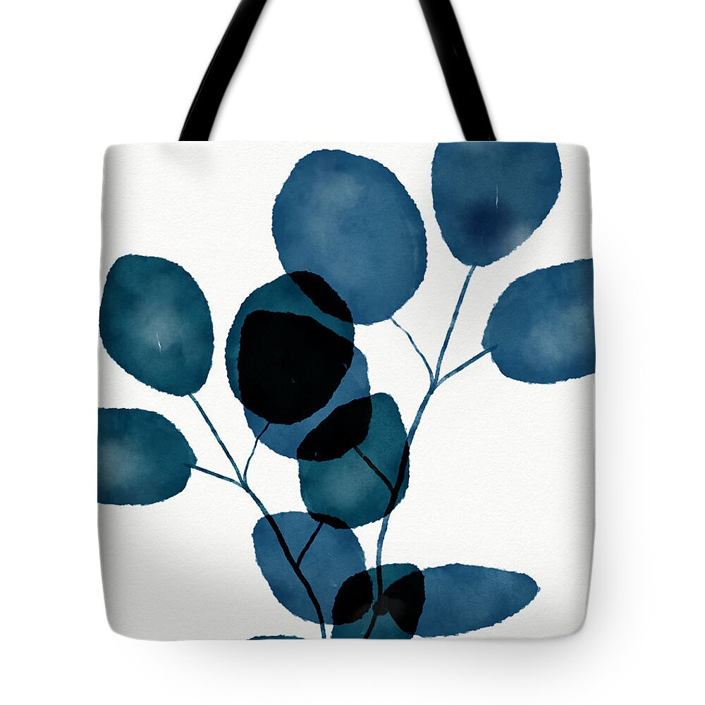Botanical Tote Bag featuring the mixed media Indigo Eucalyptus 3- Art by Linda Woods by Linda Woods