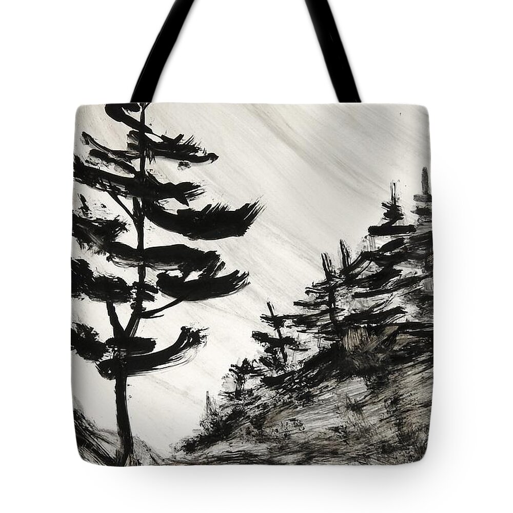 India Ink Tote Bag featuring the painting Ink Prochade 9 by Petra Burgmann