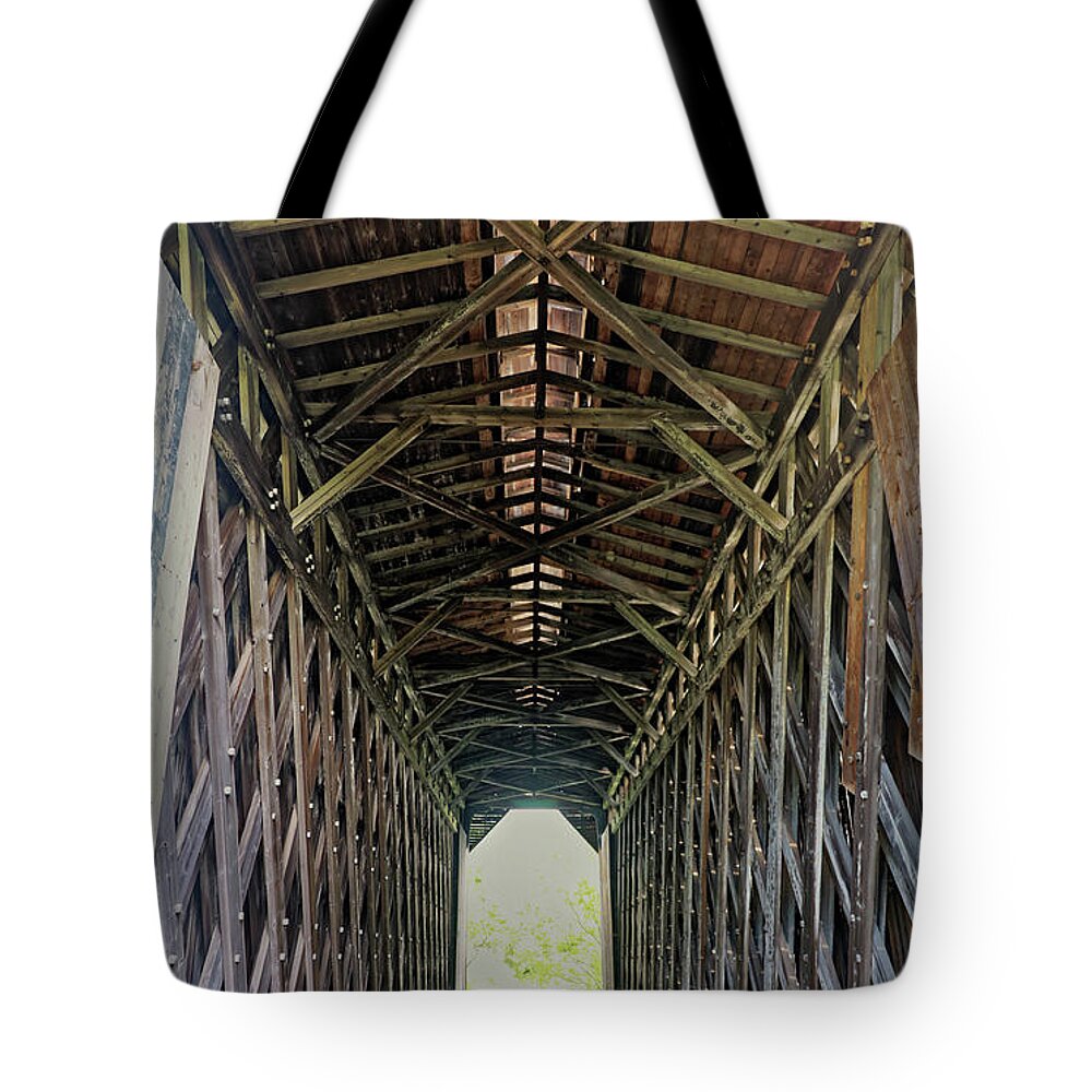 Vermont Tote Bag featuring the photograph Fisher Covered Railroad Bridge by Doolittle Photography and Art