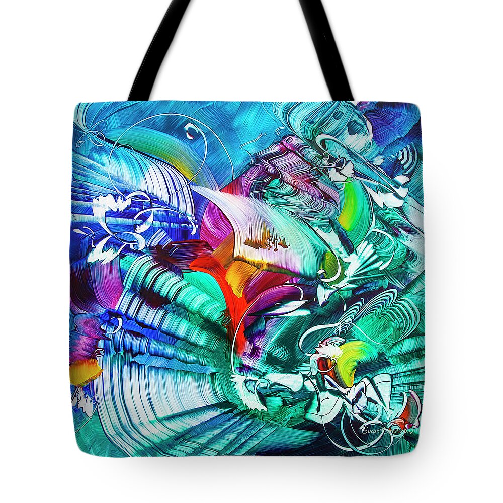 Abstract Tote Bag featuring the painting Inside The Wave of His Goodness by Susan Card