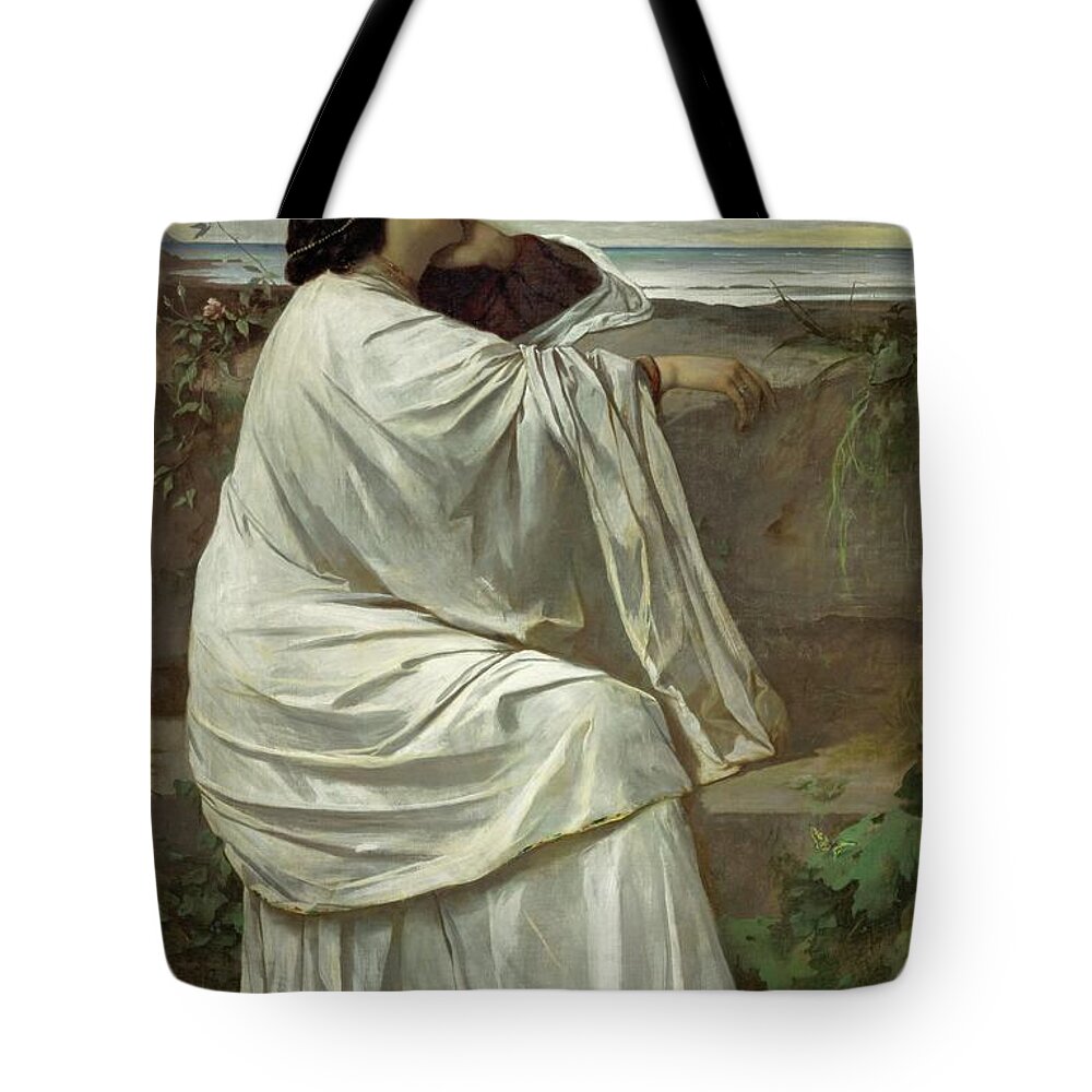 Anselm Feuerbach Tote Bag featuring the painting Iphigenia, Feuerbach's favourite Roman model andquot, Nanaandquot,. Oil on canvas -1871-. by Anselm Feuerbach