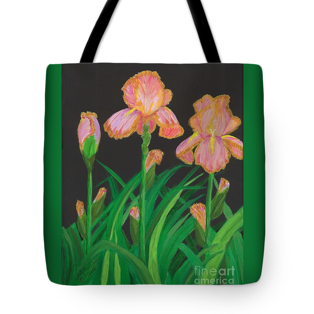 Irises Tote Bag featuring the painting Irises by Elizabeth Mauldin