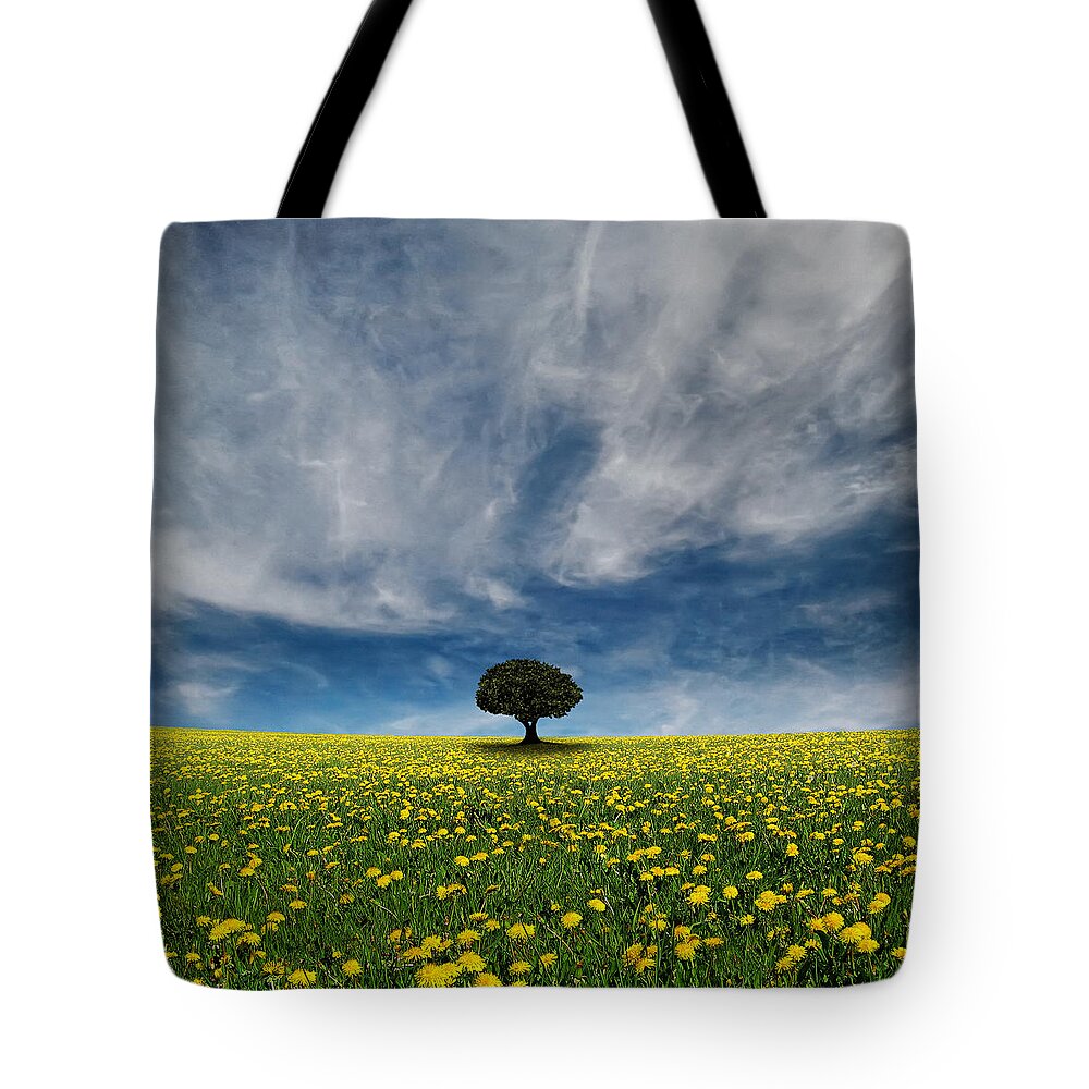 Scenics Tote Bag featuring the photograph It Dandelion World by Carlos Gotay