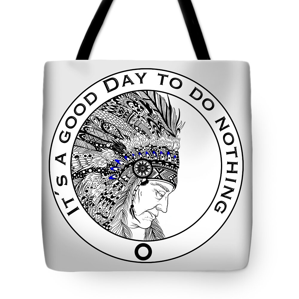 American Indian Tote Bag featuring the drawing It is a good day to do nothing by Patricia Piotrak