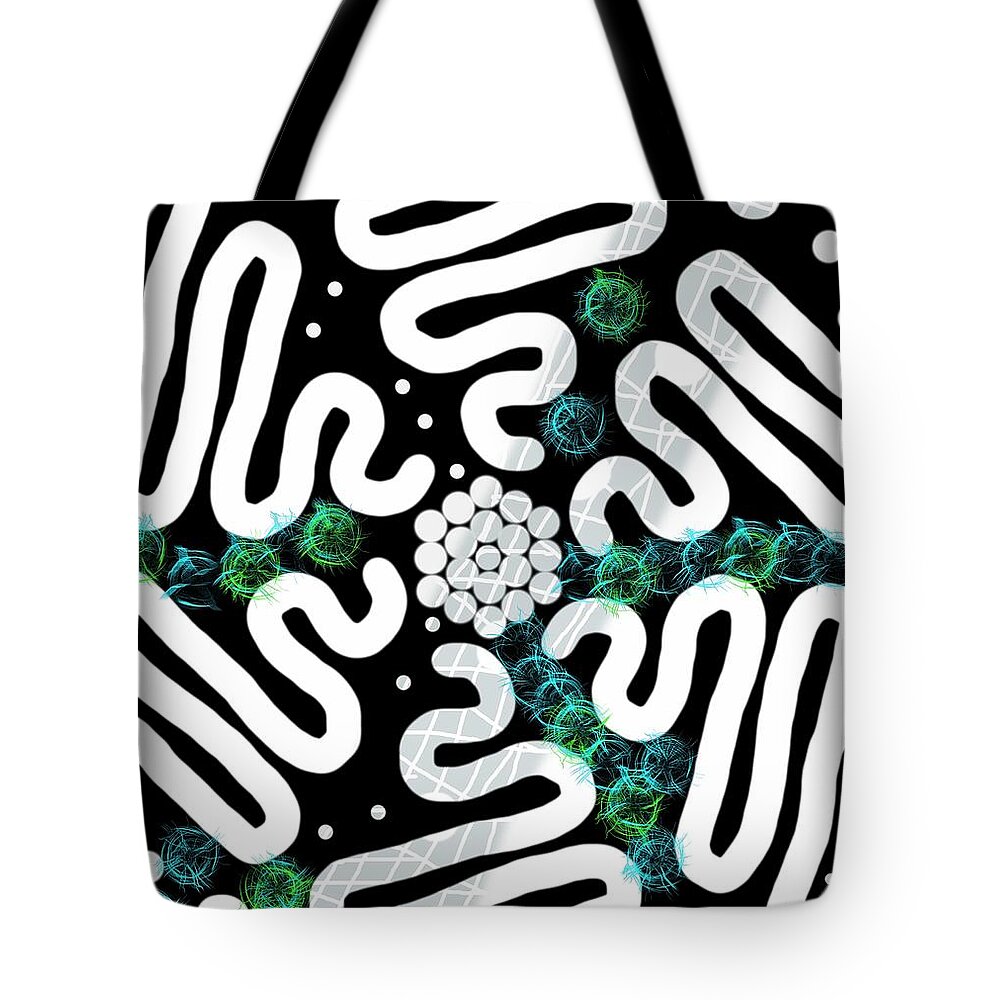 Modern Abstract Art Tote Bag featuring the drawing Its a Winding Road by Joan Stratton