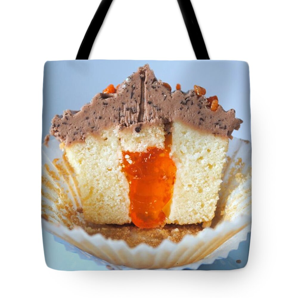Unhealthy Eating Tote Bag featuring the photograph Jaffa Cupcake by Torie Jayne