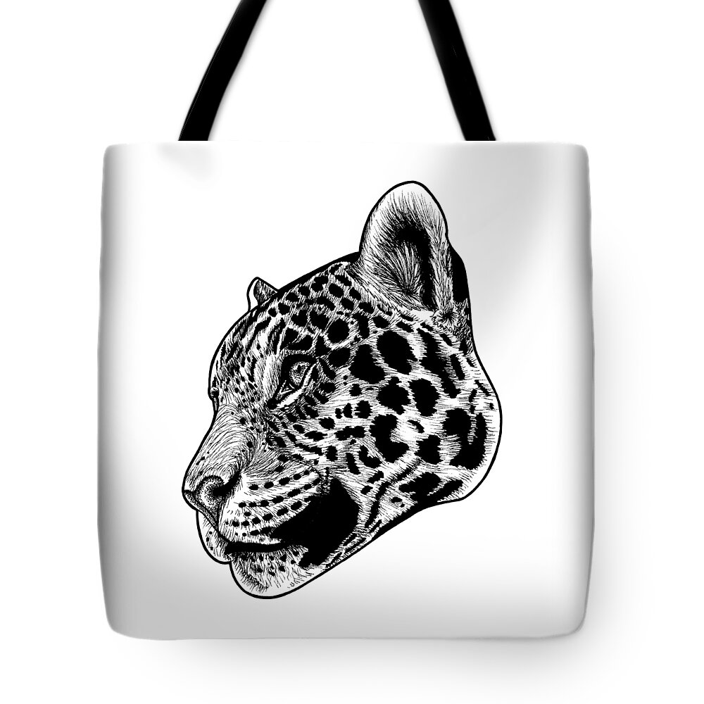 Jaguar Tote Bag featuring the drawing Jaguar illustration by Loren Dowding