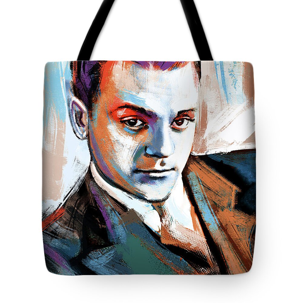 James Tote Bag featuring the painting James Cagney painting by Stars on Art
