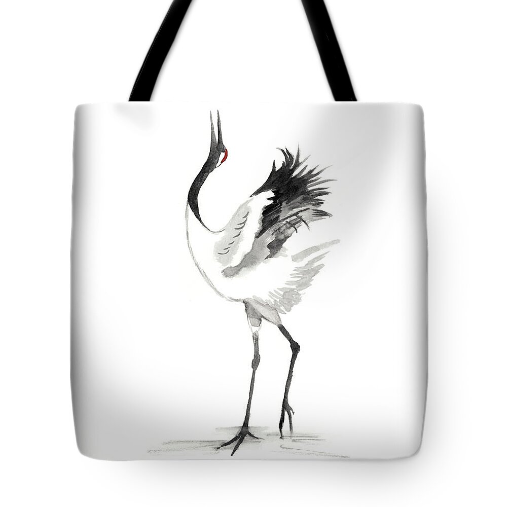 Asia Tote Bag featuring the painting Japanese Cranes Iv by Naomi Mccavitt
