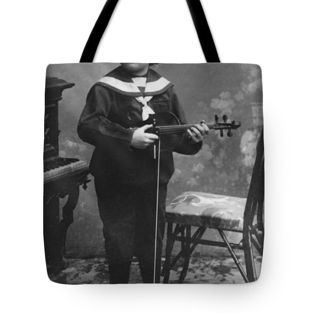 Vilna Tote Bag featuring the painting Jascha Heifitz, Jewish Child Prodigy Violinist by 