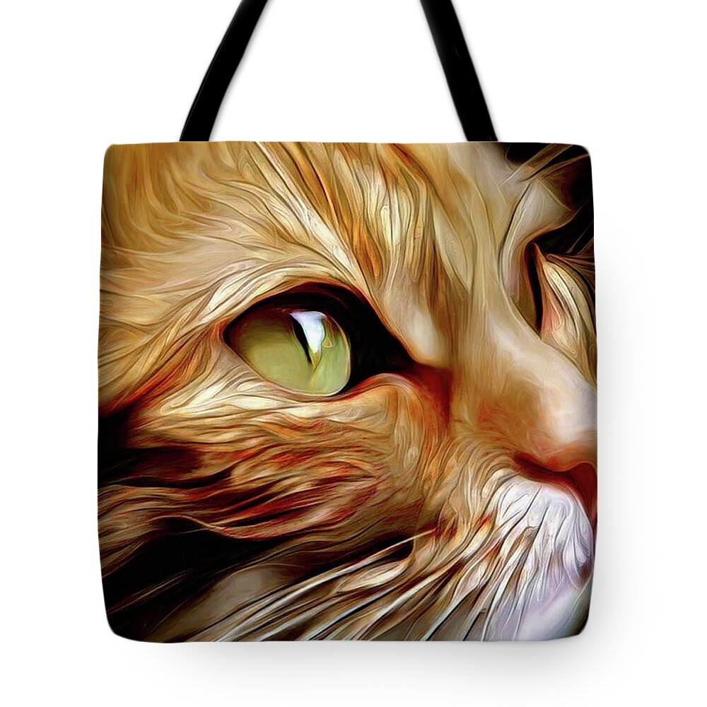 Ginger Cat Tote Bag featuring the digital art Jasmine the Ginger Cat by Peggy Collins