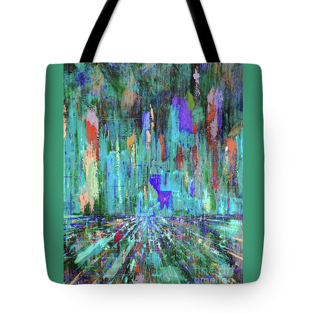 City Lights Tote Bag featuring the painting Jcc 1002 by Corinne Carroll