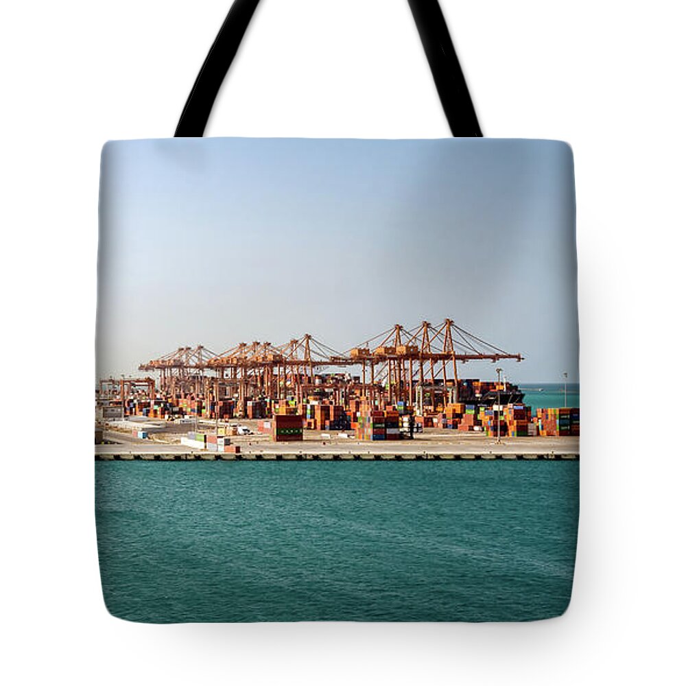 Seaport Tote Bag featuring the photograph Jeddah Seaport by William Dickman