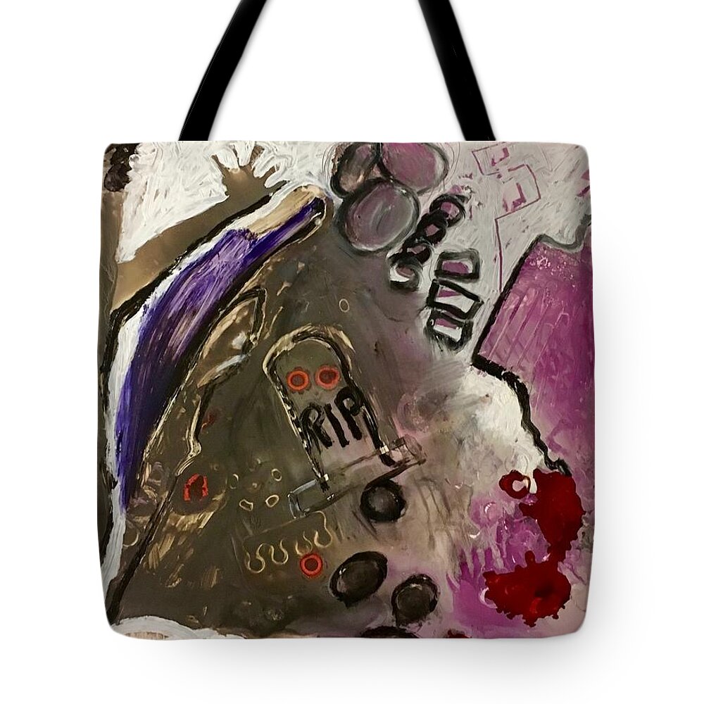 Abstract Tote Bag featuring the painting Jesus Saves by Carole Johnson