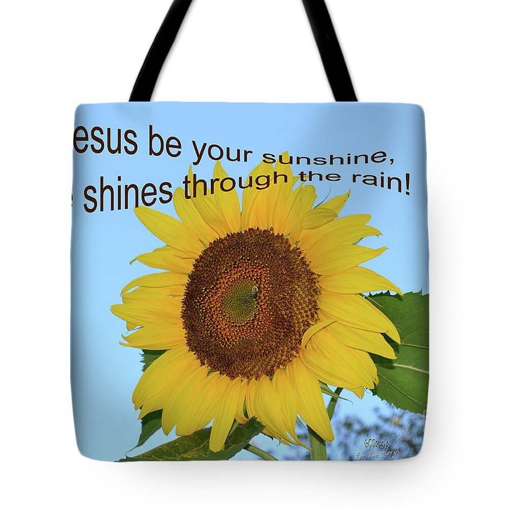 Nikonnew Tote Bag featuring the mixed media Jesus Sunshine by Lori Tondini