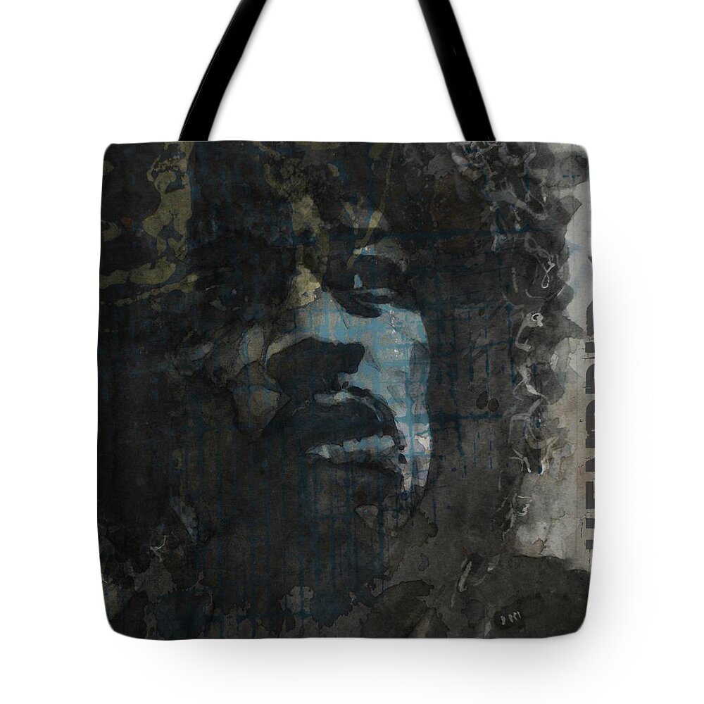 Jimi Hendrix Tote Bag featuring the mixed media Jimi Hendrix - Retro Series by Paul Lovering