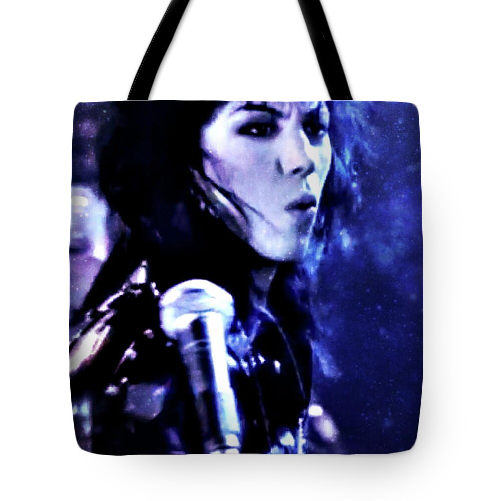 Joan Jett Tote Bag featuring the painting Joan Jett by Cyryn Fyrcyd