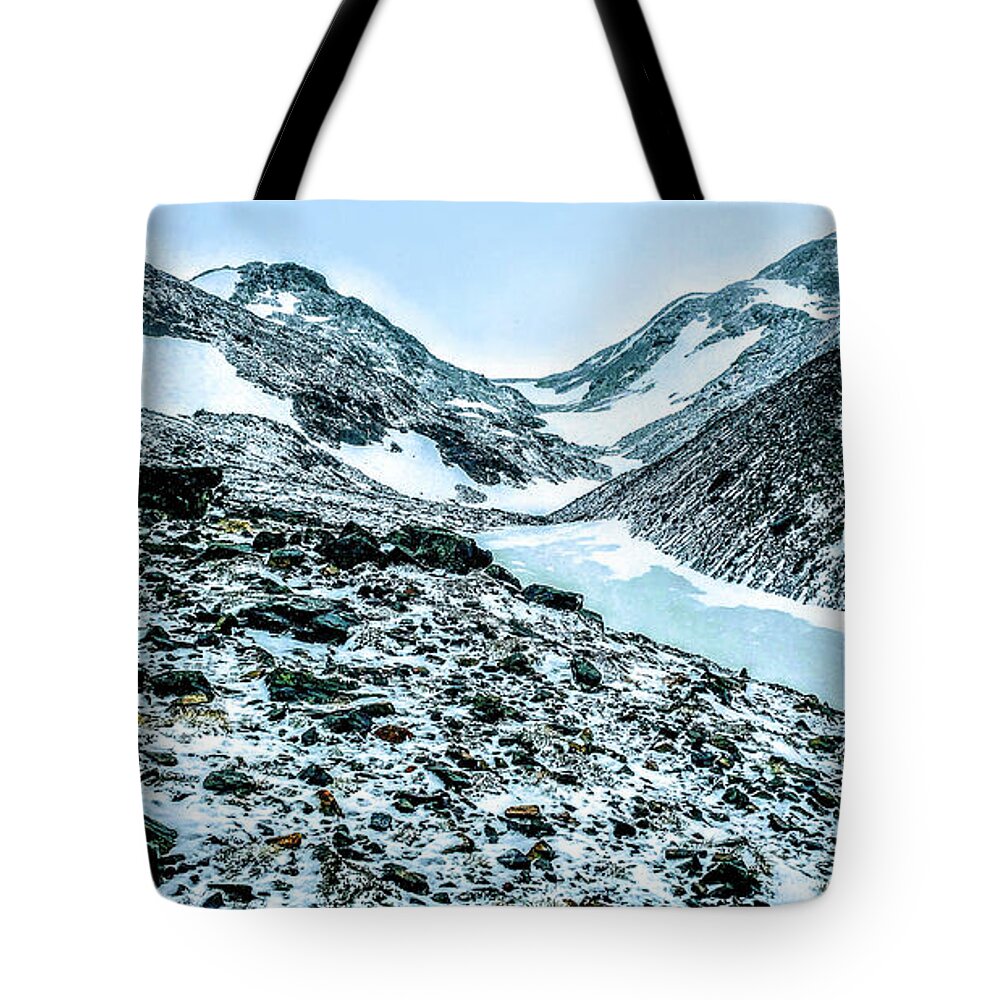  Trekking Tote Bag featuring the photograph John Garner's Pass,Patagonia by Leslie Struxness