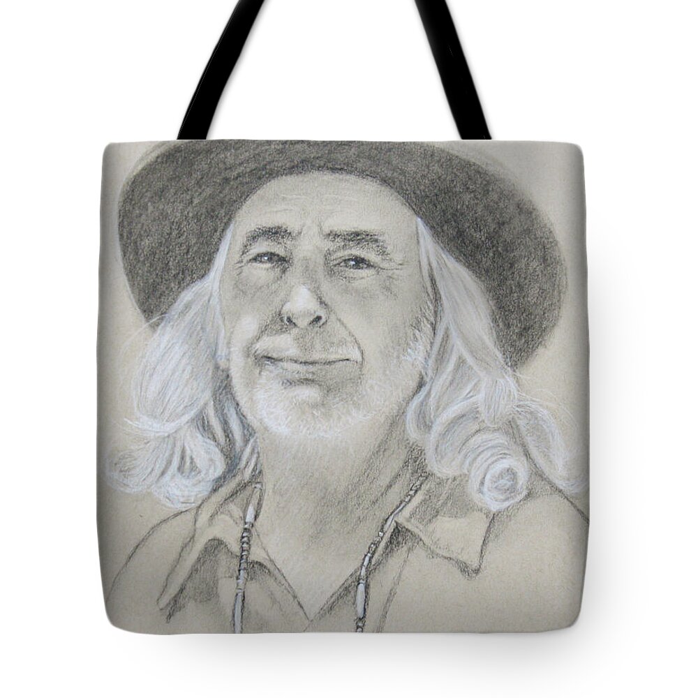 Portrait Tote Bag featuring the drawing John West by Todd Cooper