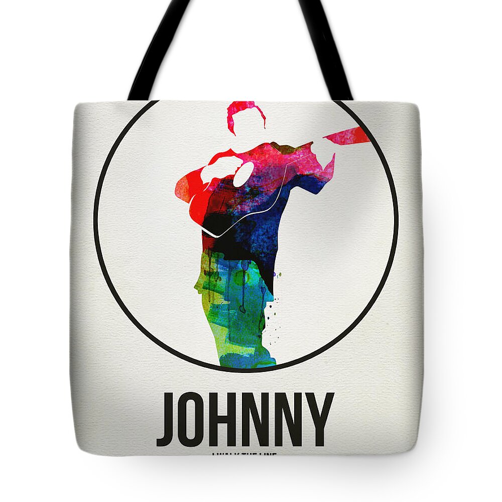 Johnny Cash Tote Bag featuring the digital art Johnny Cash Watercolor by Naxart Studio