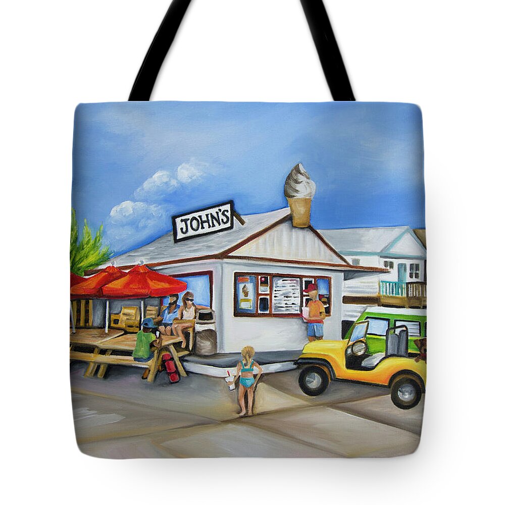 John's Drive In Tote Bag featuring the painting John's Drive In by Barbara Noel