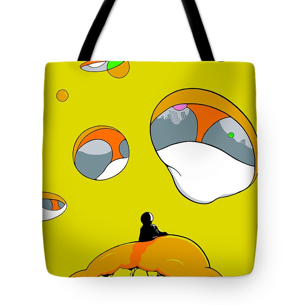 Yellow Tote Bag featuring the drawing Jonah by Craig Tilley