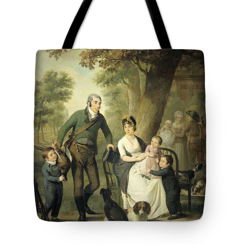 Adriaan De Lelie Tote Bag featuring the painting Jonkheer Gysbert Carel Rutger Reinier van Brienen van Ramerus-1771-1821-, with his Wife and four ... by Adriaan de Lelie