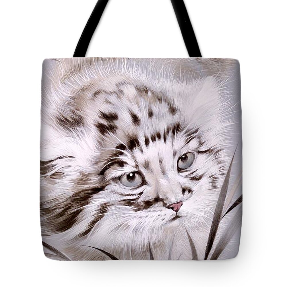 Russian Artists New Wave Tote Bag featuring the painting Jungle Cat 1 by Alina Oseeva