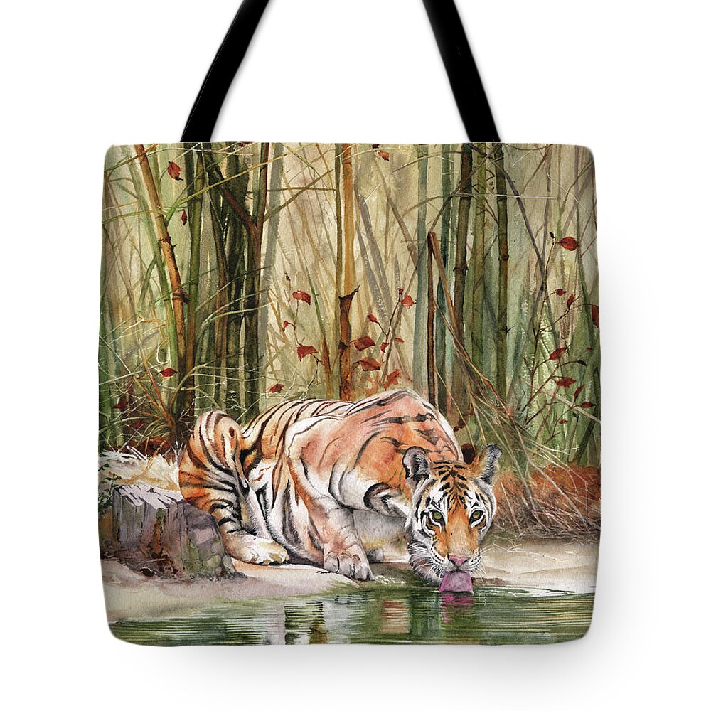 Tiger Tote Bag featuring the painting Jungle Spirit by Peter Williams