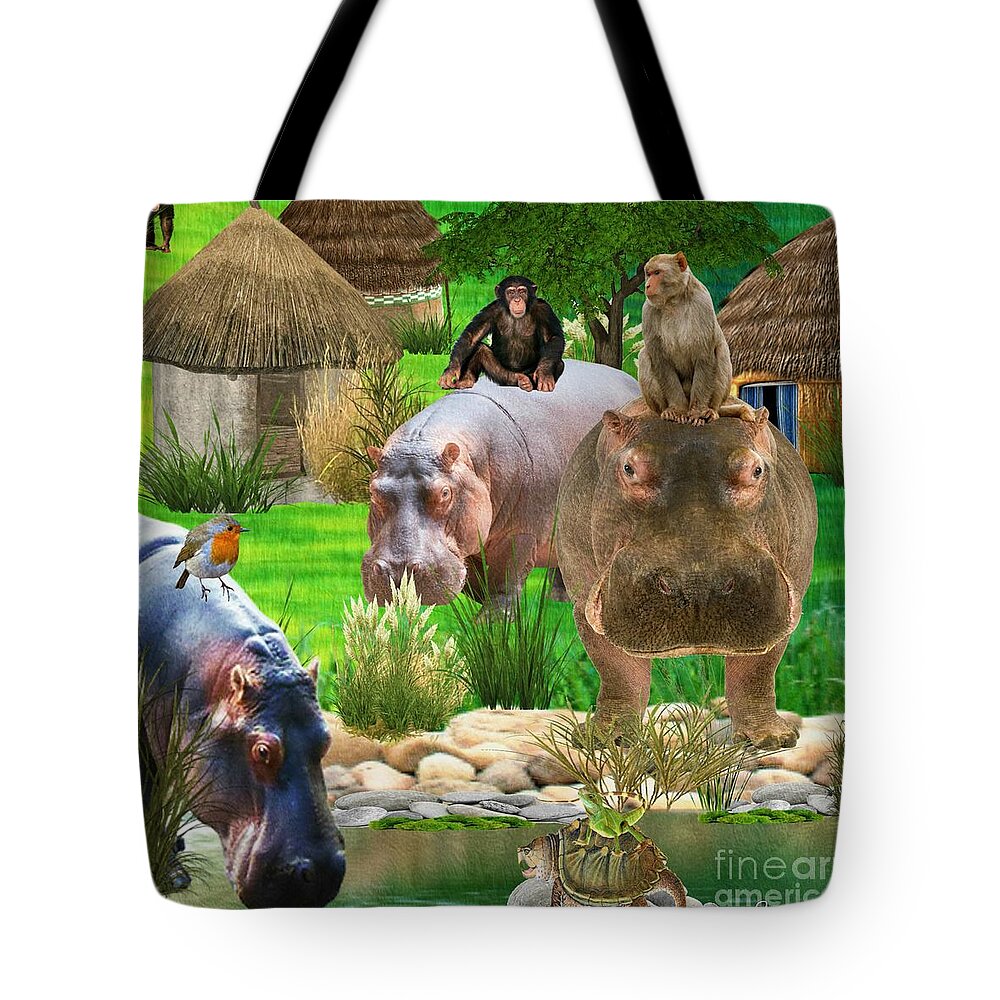 Gena Livings Tote Bag featuring the digital art Jungle Taxi's by Gena Livings