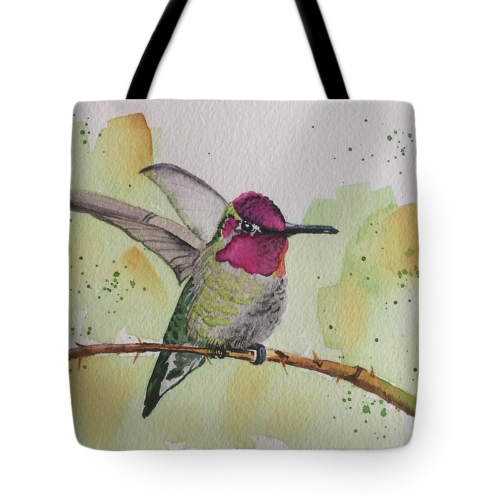 Hummingbird Tote Bag featuring the painting Just Humming Along by Sonja Jones