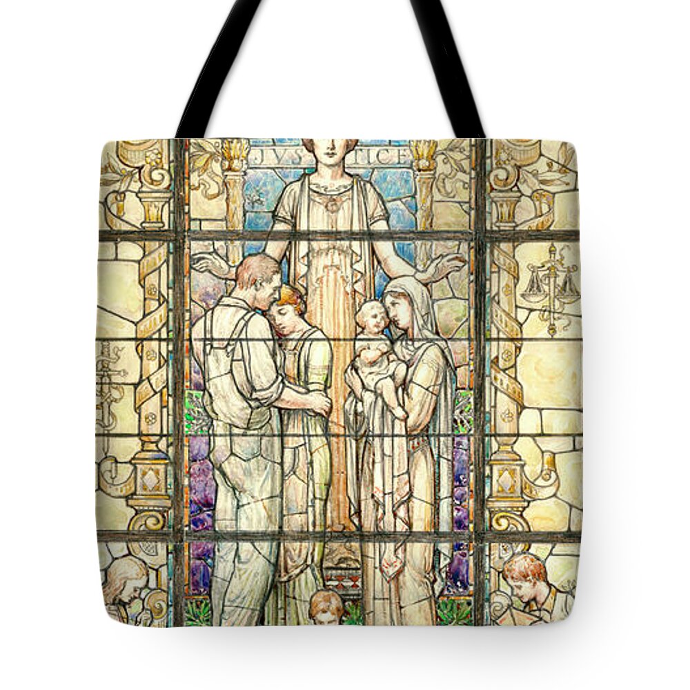 Nicola D'ascenzo Tote Bag featuring the drawing Justice, the Queen of Virtues by Nicola D'Ascenzo
