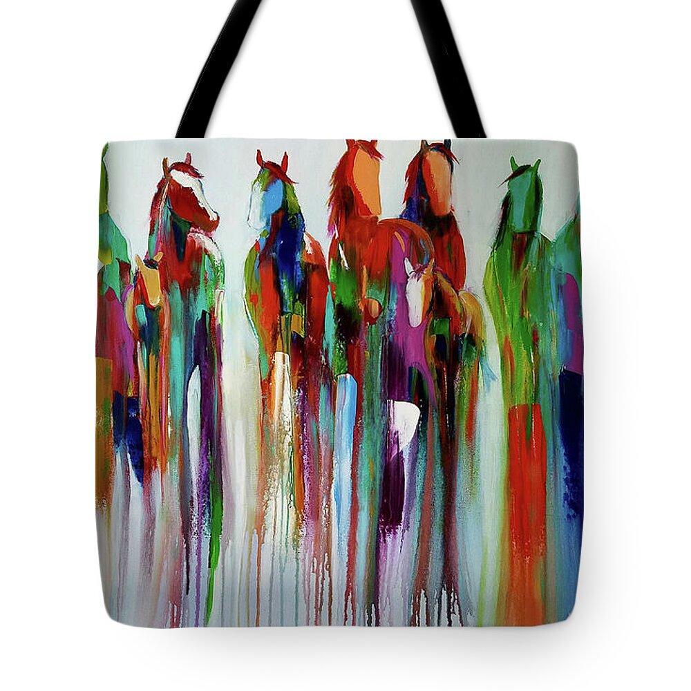 Horse Tote Bag featuring the painting Kalidescope by Cher Devereaux
