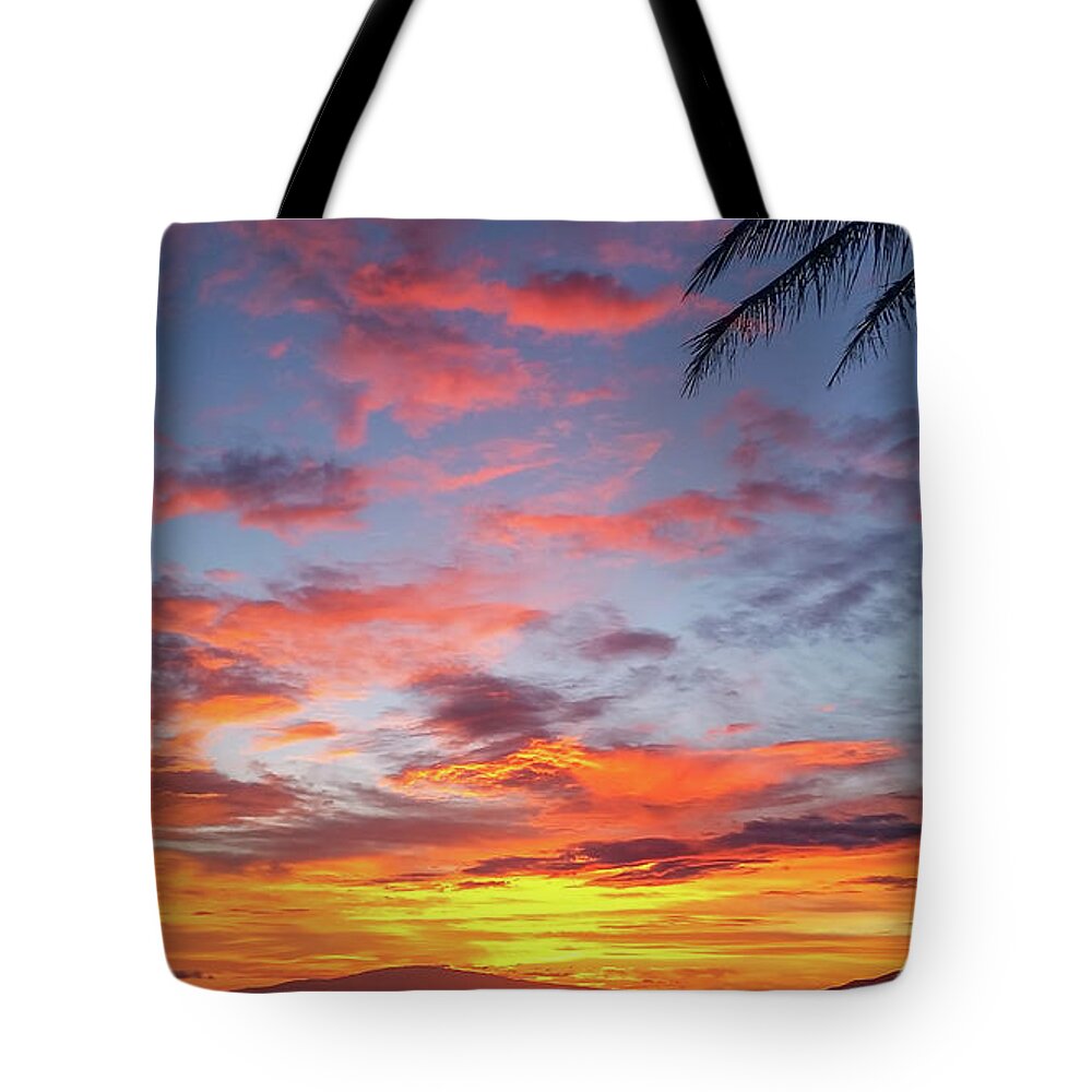 Hawaii Sunset Tote Bag featuring the photograph Kamole Beach Sunset by Chris Spencer