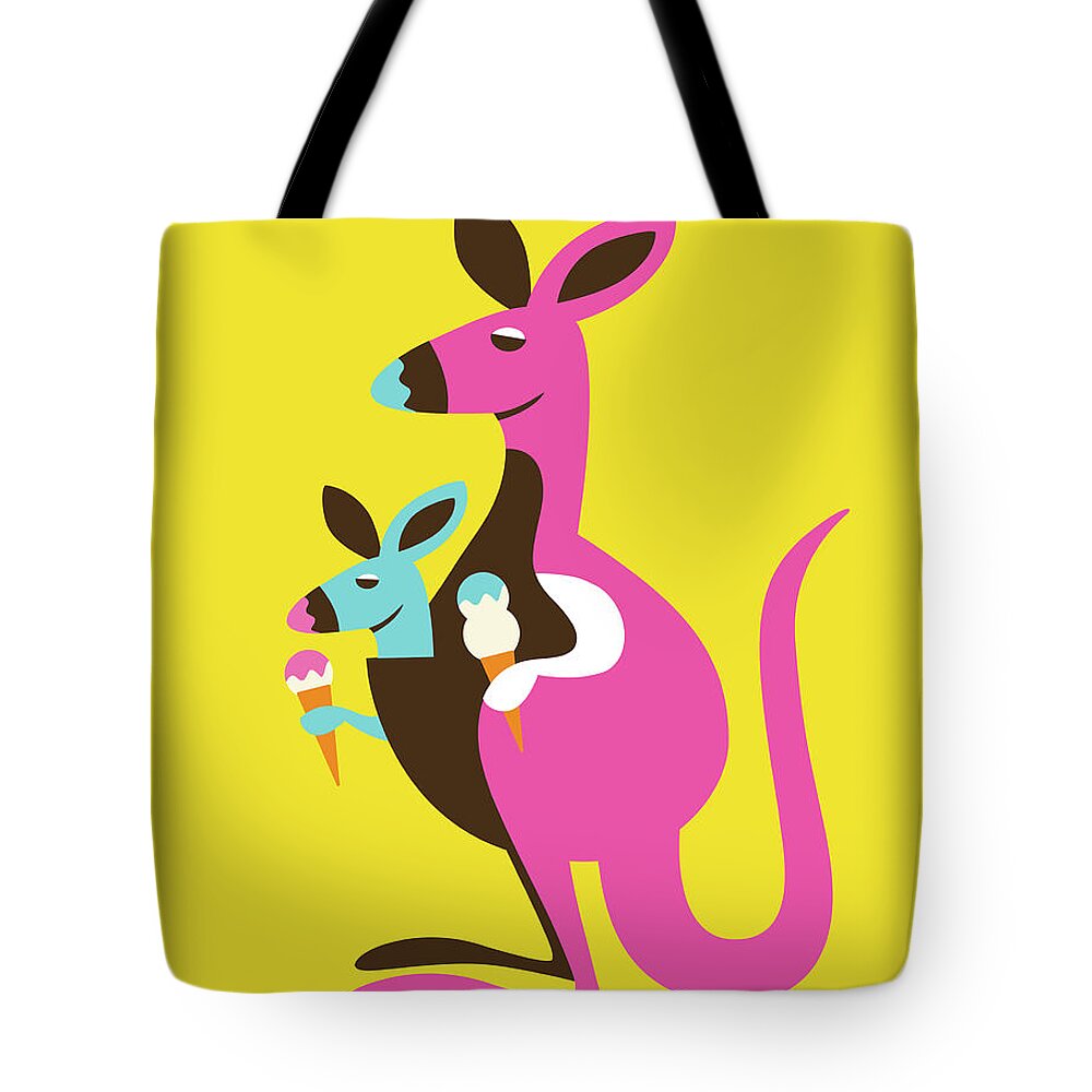 Animal Tote Bag featuring the drawing Kangaroo and Baby by CSA Images