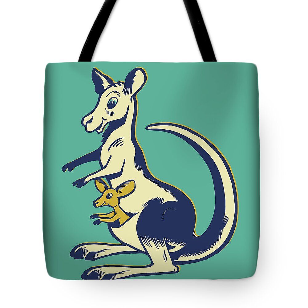 Animal Tote Bag featuring the drawing Kangaroo and Joey by CSA Images