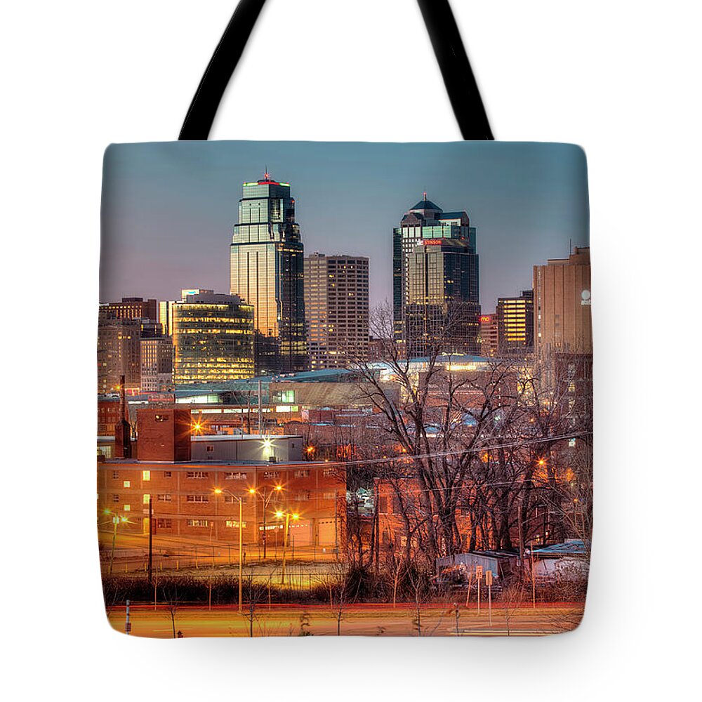 Financial District Tote Bag featuring the photograph Kansas City Mo Skyline by Eric Bowers Photo