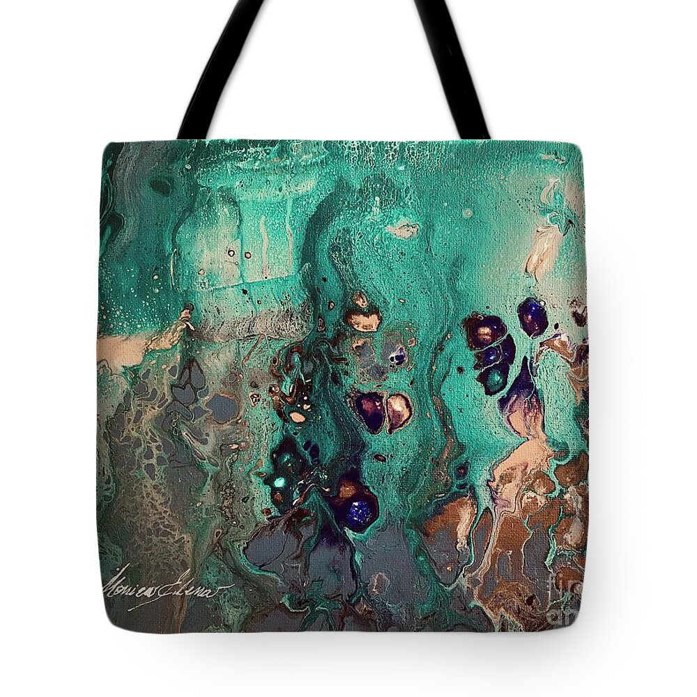 Ocean Tote Bag featuring the painting Keep bubbling by Monica Elena