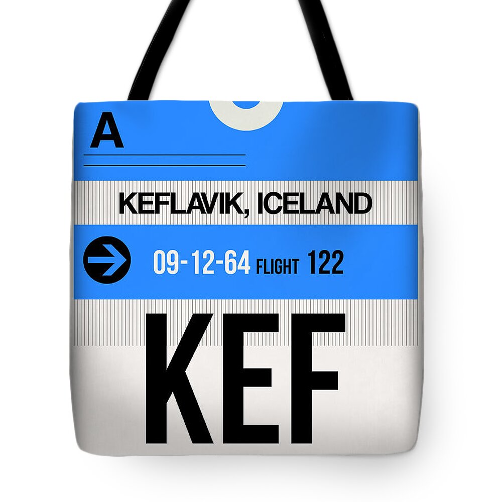 Vacation Tote Bag featuring the digital art KEF Keflavik Luggage Tag I by Naxart Studio