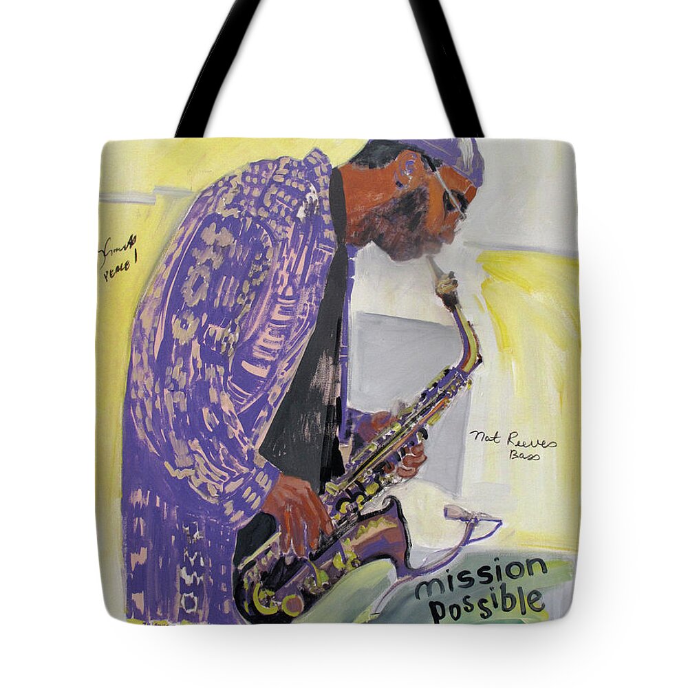 Kenny Garrett Tote Bag featuring the painting Kenny Garrett by Suzanne Giuriati Cerny
